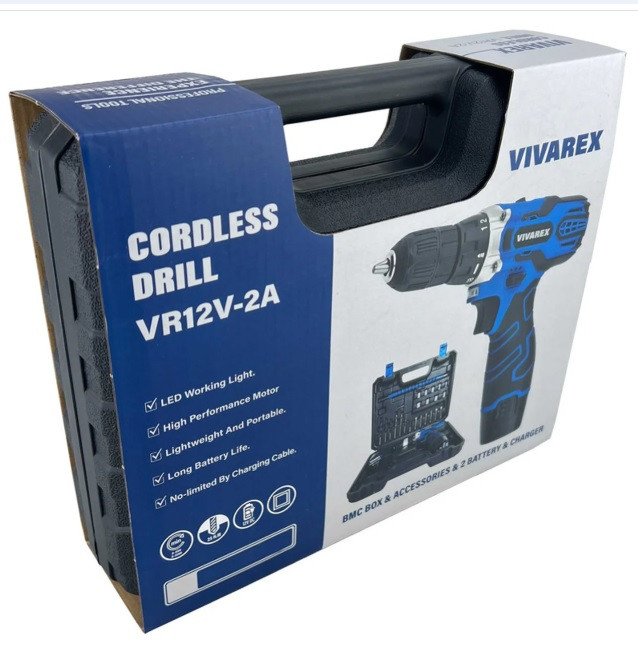 کیت دریل پیچ گوشتی شارژی ویوارکس مدل VR12V-2A-BLUE