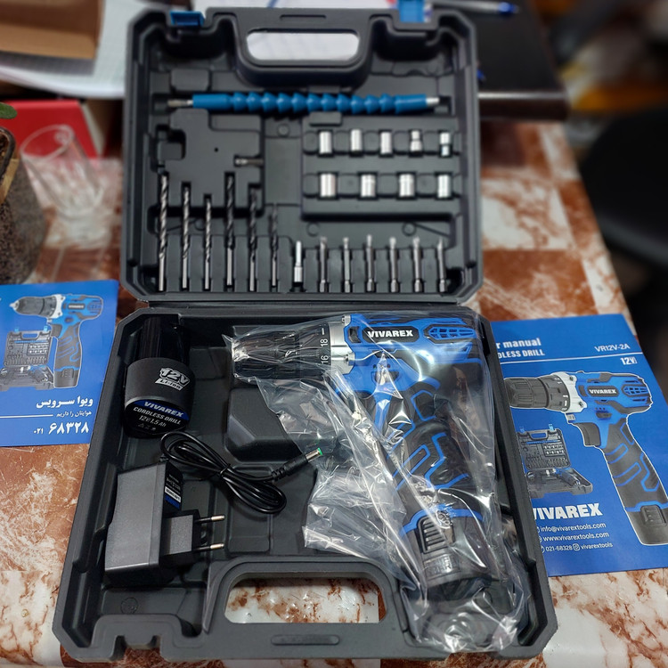 کیت دریل پیچ گوشتی شارژی ویوارکس مدل VR12V-2A-BLUE